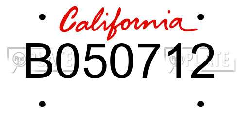 B050712 California License Plate