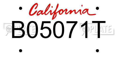 B05071T California License Plate
