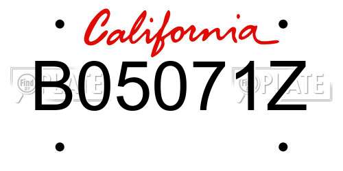 B05071Z California License Plate