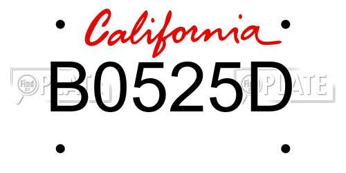B0525D California License Plate
