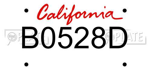 B0528D California License Plate