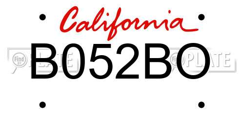 B052BO California License Plate