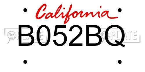 B052BQ California License Plate
