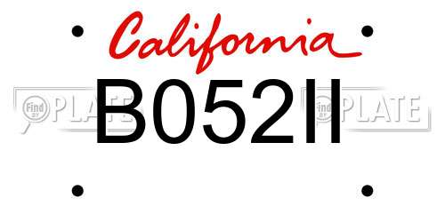B052II California License Plate