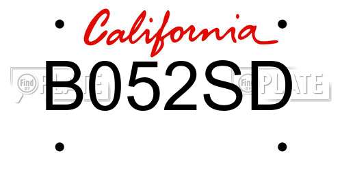 B052SD California License Plate