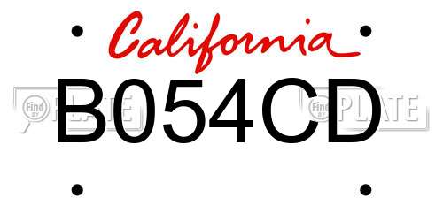 B054CD California License Plate