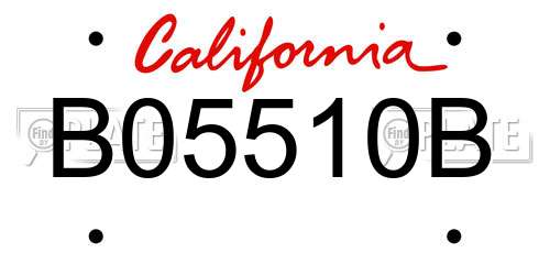 B05510B California License Plate