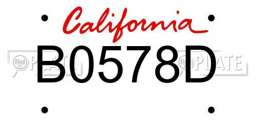 B0578D California License Plate