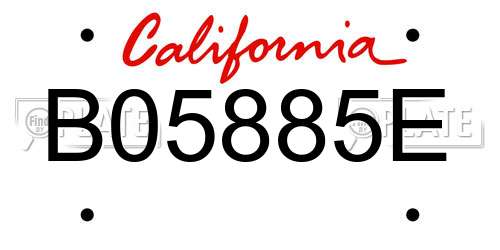 B05885E California License Plate