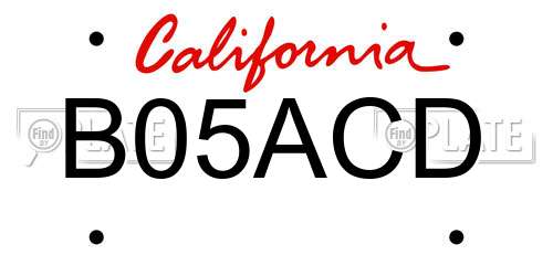 B05ACD California License Plate