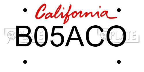 B05ACO California License Plate