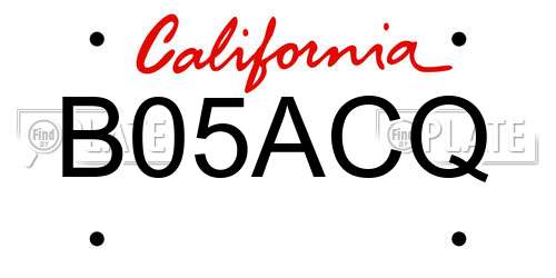 B05ACQ California License Plate