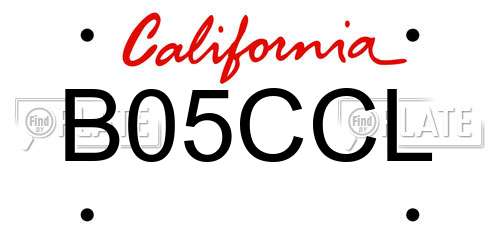 B05CCL California License Plate