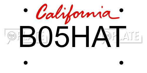 B05HAT California License Plate
