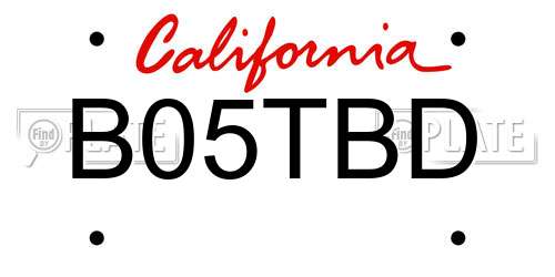 B05TBD California License Plate