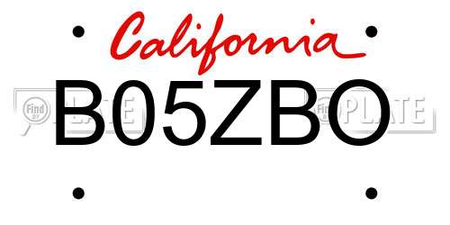 B05ZBO California License Plate
