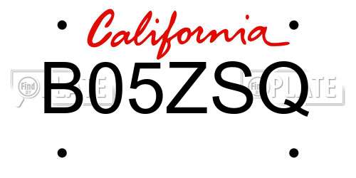 B05ZSQ California License Plate
