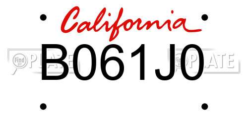 B061J0 California License Plate