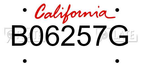 B06257G California License Plate
