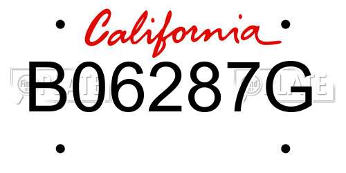 B06287G California License Plate