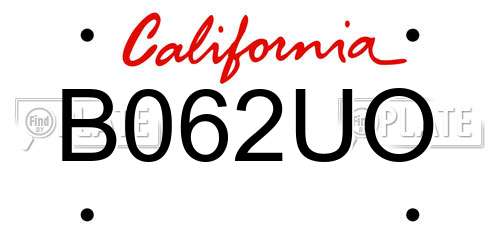 B062UO California License Plate