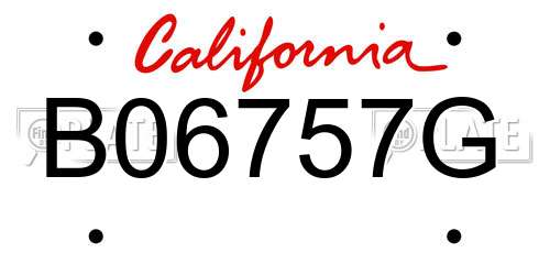 B06757G California License Plate