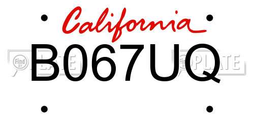 B067UQ California License Plate