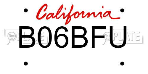 B06BFU California License Plate