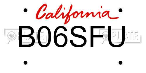 B06SFU California License Plate