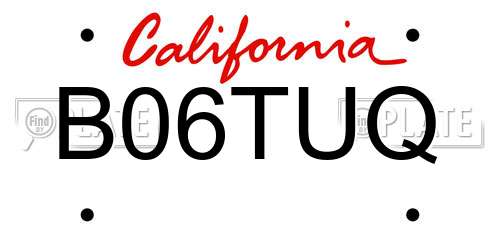 B06TUQ California License Plate