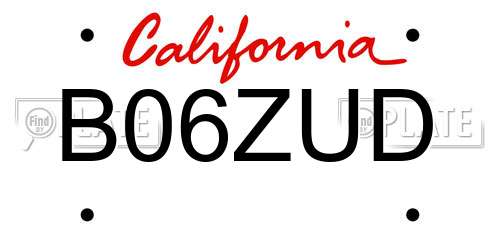 B06ZUD California License Plate