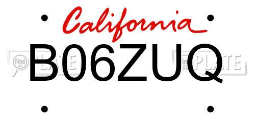 B06ZUQ California License Plate