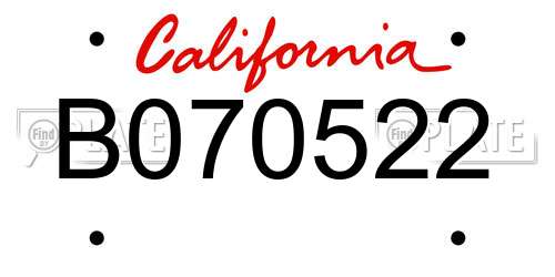 B070522 California License Plate