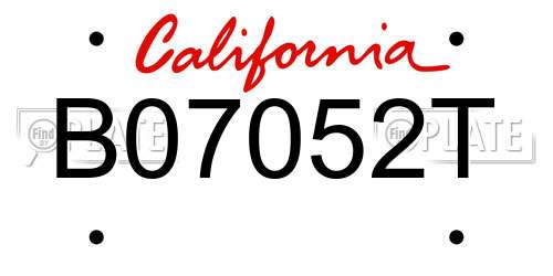 B07052T California License Plate