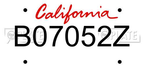 B07052Z California License Plate