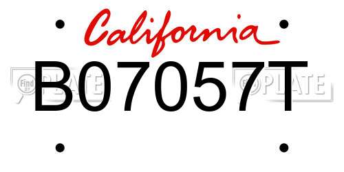 B07057T California License Plate
