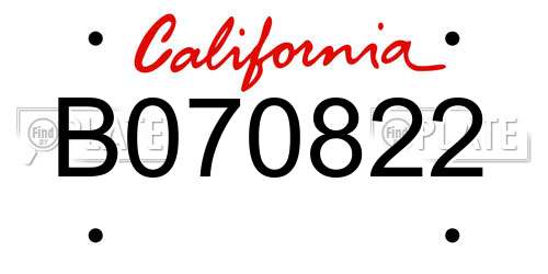 B070822 California License Plate