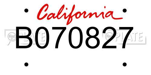 B070827 California License Plate