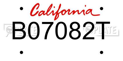 B07082T California License Plate