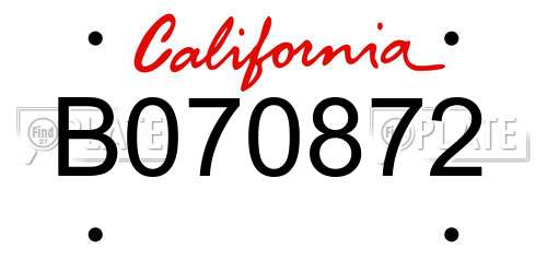 B070872 California License Plate