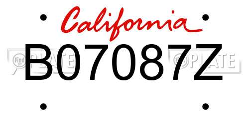 B07087Z California License Plate