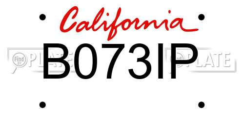 B073IP California License Plate