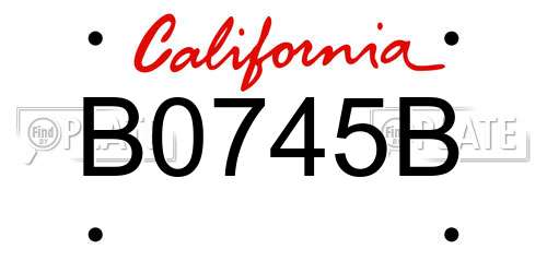 B0745B California License Plate