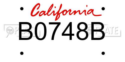 B0748B California License Plate