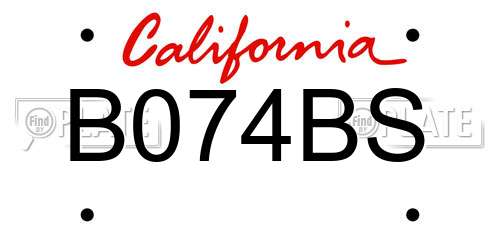 B074BS California License Plate