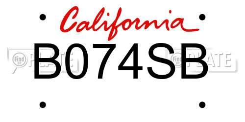 B074SB California License Plate
