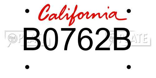 B0762B California License Plate