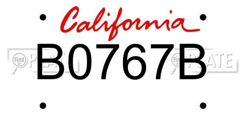 B0767B California License Plate