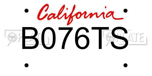 B076TS California License Plate