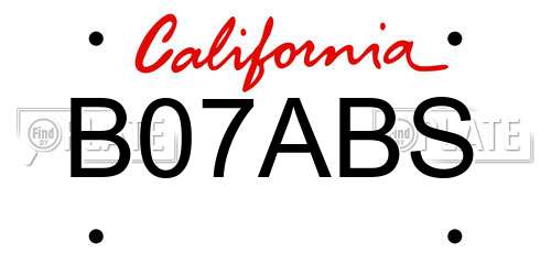 B07ABS California License Plate